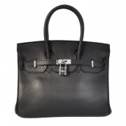 Best Hermes Birkin 25CM Tote Bags Togo Leather Black Silver PY2008jI34