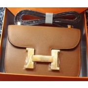 Copy Hermes Constance Bag Litchi Leather H9999L Wheat PY1160fh25