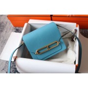 Copy Hermes Roulis 19cm Evercolor 9D H9003 sky blue&Gold PY137fh25