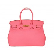 Designer Replica Hermes Birkin 35CM Tote Bag Pink Original Grainy Leather H35 Gold PY1686CF36