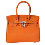 Fake Hermes Birkin 25CM Tote Bags Togo Leather Orange Silver PY2010Sq37