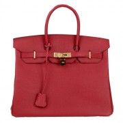 Fake Hermes Birkin 35CM Tote Bag Burgundy Original Leather H35 Gold PY1669Sq37