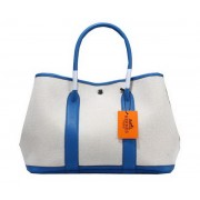 Fake Hermes Garden Party 36cm Tote Bag Canvas Blue PY1388Iw51