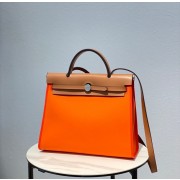 Fake Hermes Herbag 31CM Original Canvas Leather & Calfskin 48887 orange&brown PY122zR45