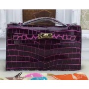 Fake Hermes MINI Kelly 22cm Tote Bag Croco Leather KL22 Purple PY964PW78