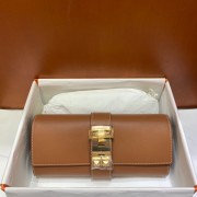 Fashion Hermes H Medor swift Leather Clutch 37566 brown&gold hardware PY124Of26