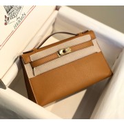 First-class Quality Hermes original swift leather mini Kelly K22CM H23560 Brown PY103xO55