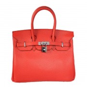 Hermes Birkin 25CM Tote Bags Togo Leather Red Silver PY2009Mu87