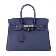 Hermes Birkin 30CM Tote Bag RoyalBlue Original Leather H30 Silver PY1664Uf65