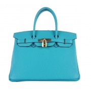 Hermes Birkin 30CM Tote Bags Light BLue Grainy Leather Gold PY1587im52