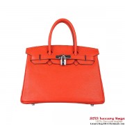 Hermes Birkin 30CM Tote Bags Orange Clemence Leather Silver PY1892vX33