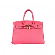 Hermes Birkin 30CM Tote Bags Pink Clemence Leather Gold PY1640bT70