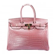 Hermes Birkin 35CM Tote Bag Light Pink Iridescent Croco Leather Gold PY1607kH80