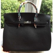 Hermes Birkin 40CM Bag Black Litchi Leather BK40 Silver PY1118rf34