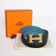 Hermes Bovine Jugular Veins In Blue Belt HR1007A Gold PY3761DS71