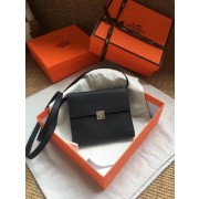 Hermes Clutch Epsom calfskin cross-body bag H0589 black PY754ot97