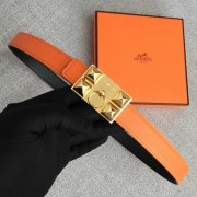 Hermes Collier de Chien belt buckle & Reversible leather strap 24 mm H0521 orange PY3484Xw85