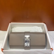 Hermes H Medor swift Leather Clutch 37566 gray&Silver hardware PY127Mc61