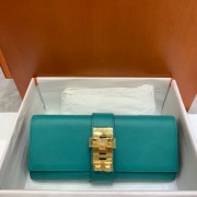 Hermes H Medor swift Leather Clutch 37566 Lake green&Gold hardware PY130Ph61