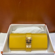 Hermes H Medor swift Leather Clutch 37566 yellow&Gold hardware PY129dC47