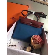 Hermes Herbag 31CM Original Canvas Leather & Calfskin 45987 Blue&Wine PY831QF99