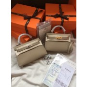 Hermes Kelly 19cm Shoulder Bags Epsom Leather KL19 grey PY429ta99