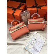 Hermes Kelly 19cm Shoulder Bags Epsom Leather KL19 pink PY432Gv83