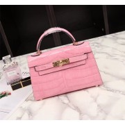 Hermes Kelly 19cm Tote Bag crocodile Leather KL19 pink PY763EW67