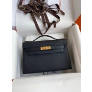 Hermes Kelly 22cm Tote Bag Original Leather KL22 Black PY945Rk60