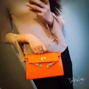 Hermes Kelly 22cm Tote Bag Original Leather KL22 Orange PY946Fh96