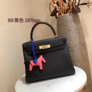 Hermes Kelly 28cm Shoulder Bags Togo Leather KL28 Black PY446qD73