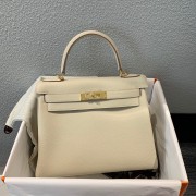 Hermes Kelly 28cm Shoulder Bags Togo Leather KL28 Cream PY391ho15