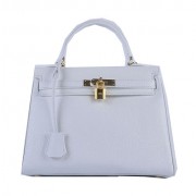 Hermes Kelly 28cm Shoulder Bags White Grainy Leather Gold PY1579mD58