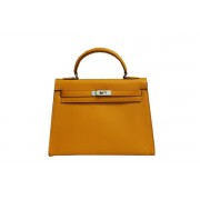 Hermes Kelly 32cm Shoulder Bag Yellow Saffiano Leather K32 Silver PY1800rf34