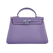 Hermes Kelly 32cm Shoulder Bags Lavender Grainy Leather Silver PY1580jo45