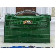 Hermes MINI Kelly 22cm Tote Bag Croco Leather KL22 Green PY968Hk55