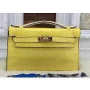 Hermes MINI Kelly 22cm Tote Bag Croco Leather KL22 Lemon PY966BM34