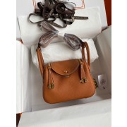 Hermes mini Lindy Original Togo Leather Bag OLD19 brown PY101Kv47