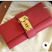 Hermes Original swift Leather Clutch 37001 Red PY328JD28