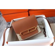 Hermes Roulis 19cm Evercolor 9D H9003 brown&Gold PY132Tq55