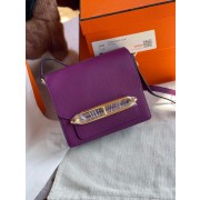 Hermes Roulis 19cm Evercolor 9D H9003 purple&Gold PY133lu18