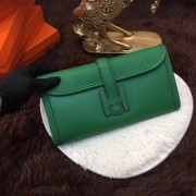 Hermes Togo Leather Clutch H88017 Green PY858jk70