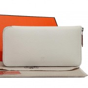 Hermes Zipper Wallet Original Leather A309 White PY2259QN24