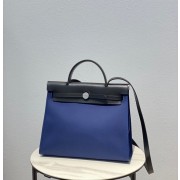 High Imitation Hermes Herbag 31CM Original Canvas Leather & Calfskin 48887 blue&black PY116ng31