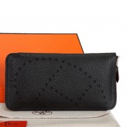 Hot Replica Hermes Evelyn Long Zip Wallet A808 Black PY2264wR89