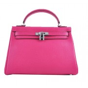 Hot Replica Hermes Kelly 32cm Shoulder Bags Rosy Grainy Leather Silver PY1582wR89