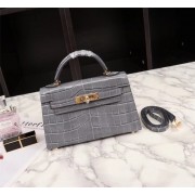 Imitation Cheap Hermes Kelly 19cm Tote Bag crocodile Leather KL19 grey PY761GU35