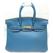 Imitation Hermes Birkin 25CM Tote Bag Original Leather H25T Blue PY1177SU58