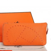 Imitation Hermes Evelyn Long Zip Wallet A808 Orange PY2265Nj42