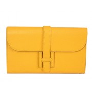 Imitation Hermes Jige Clutch Bag Calfskin Leather HQ864 Yellow PY1440SU34